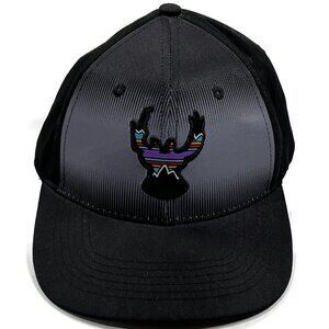 Black Baseball Hat Ace Cap Adjustable Hook‎ & Loop Rainbow Logo Gym Beach
